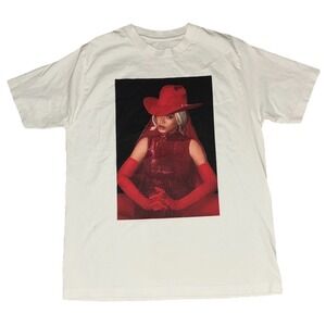 Beyonce T Shirt M White Cowboy‎ Carter Tour Merch Los Angeles NEW *flaws